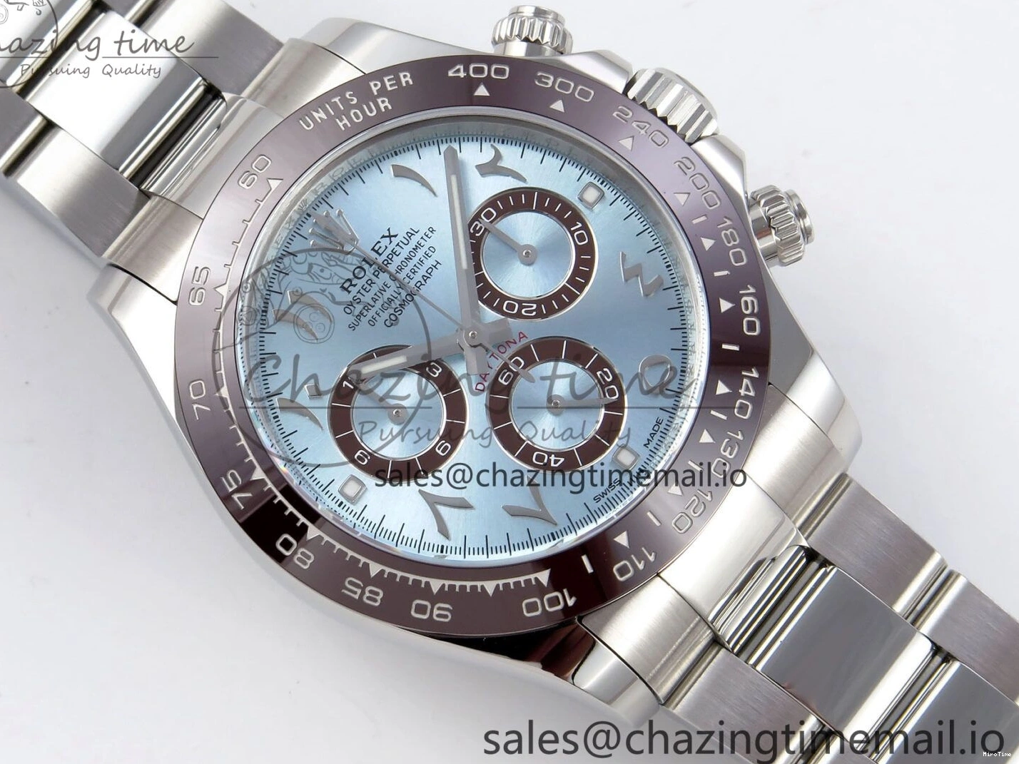 MiroTime 0216 Daytona 116506 Clean 1:1 Best Edition Ice Blue Dial Arabic Markers on SS Bracelet SA4130 V EasyCare 1344